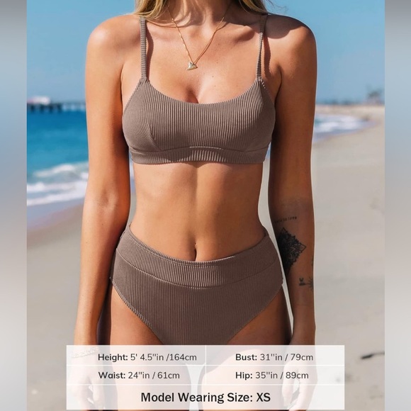 ~Women's Bikini Set Two Piece Swimsuit High Waisted Scoop Neck~ - Picture 2 of 6